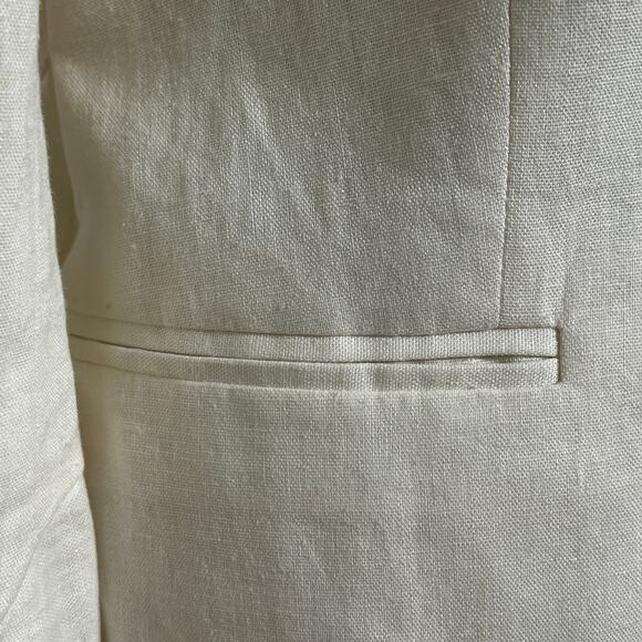 Free People Linen Blend Belted Blazer Jacket Ivory Size Large - Picture 6 of 8